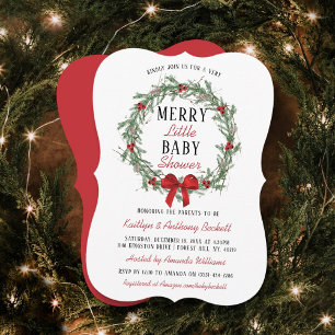 Merry Little Christmas Baby Shower Invitation