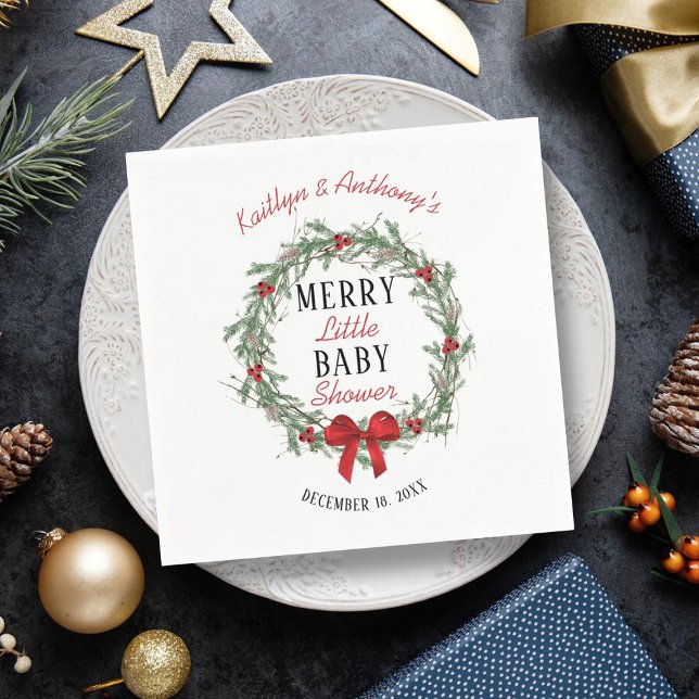 Merry Little Christmas Baby Shower Napkin (Creator Uploaded)