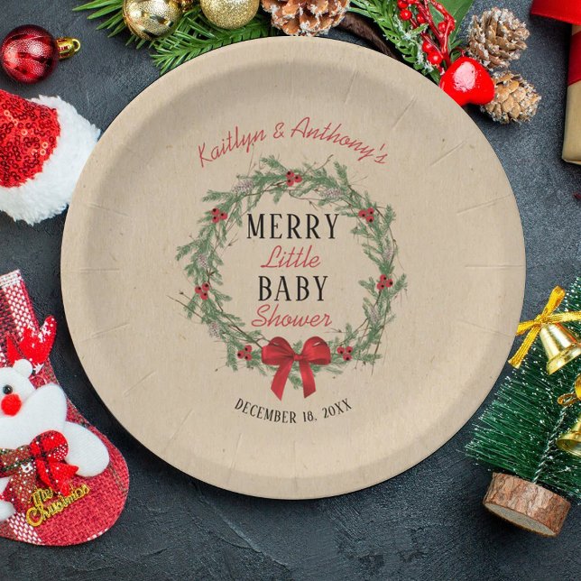 Merry Little Christmas Baby Shower Paper Plate (Creator Uploaded)