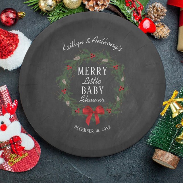 Merry Little Christmas Baby Shower Paper Plate (Creator Uploaded)