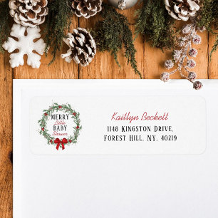 Merry Little Christmas Baby Shower Return Address Label
