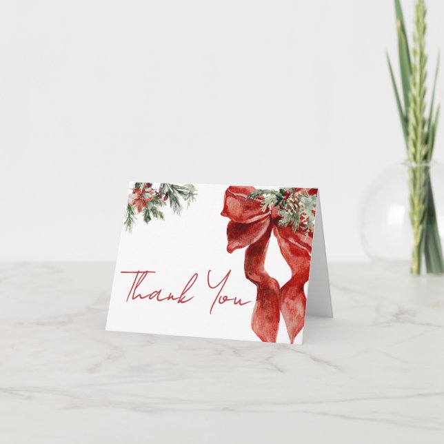 Merry Little Christmas Baby Shower Thank You Card (Front)