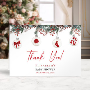 Merry Little Christmas Baby Shower Thank You Card