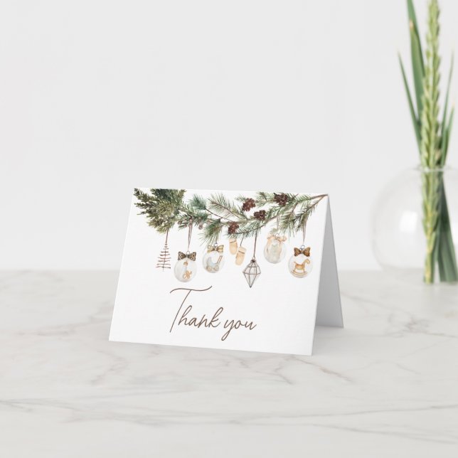 Merry Little Christmas Baby Shower Thank You Card (Front)