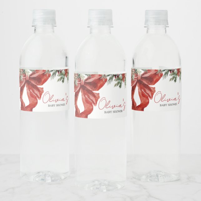 Merry Little Christmas Baby Shower Water Bottle Label (Bottles)