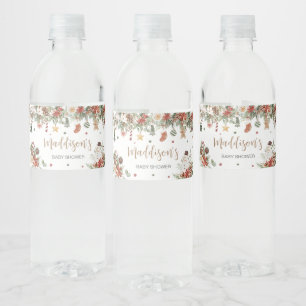 Merry Little Christmas Baby Shower  Water Bottle Label