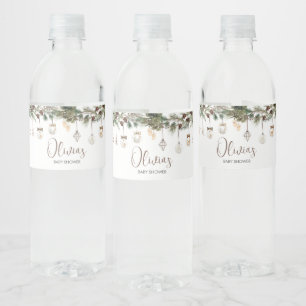 Merry Little Christmas Baby Shower Water Bottle Label