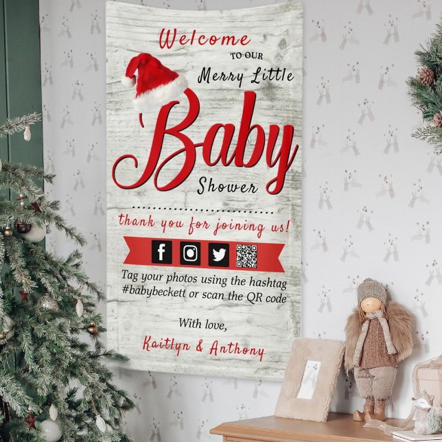 Merry Little Christmas Baby Shower Welcome  Banner (Creator Uploaded)