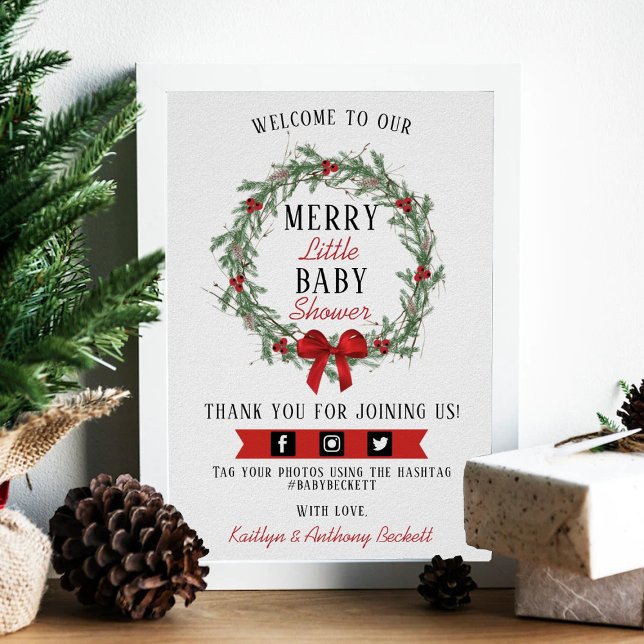 Merry Little Christmas Baby Shower Welcome Poster (Creator Uploaded)