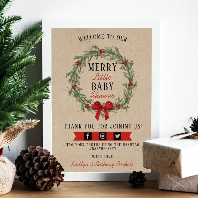 Merry Little Christmas Baby Shower Welcome Poster (Creator Uploaded)