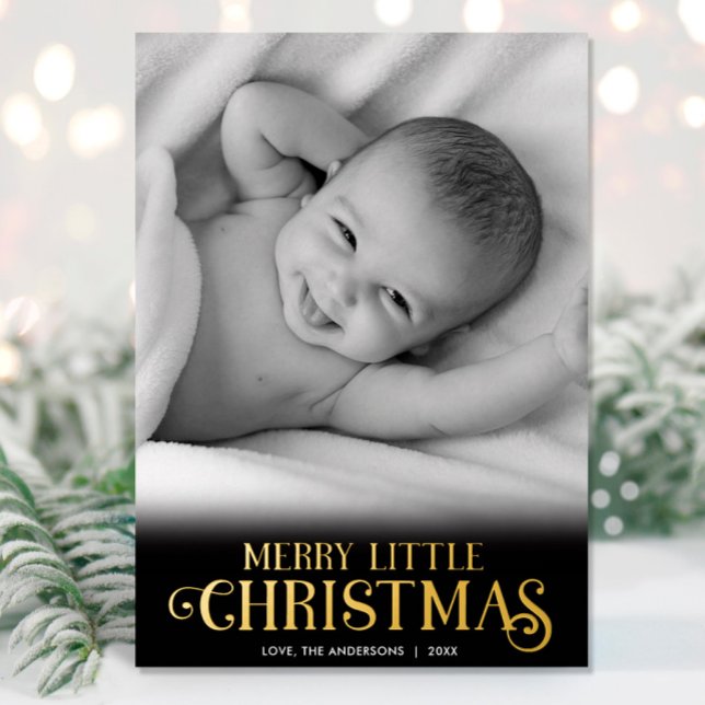 Merry Little Christmas Baby's First Christmas Foil Holiday Card (Creator Uploaded)