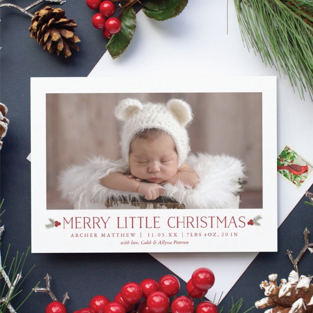 Merry Little Christmas Birth Announcement New Baby (Creator Uploaded)