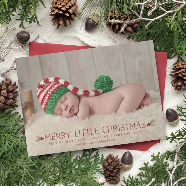 Merry Little Christmas Birth Announcement Photo (Creator Uploaded)