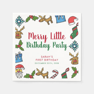 Merry Little Christmas Birthday Custom  Napkin