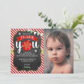 Merry Little Christmas Birthday Photo Thank You Card (Standing Front)