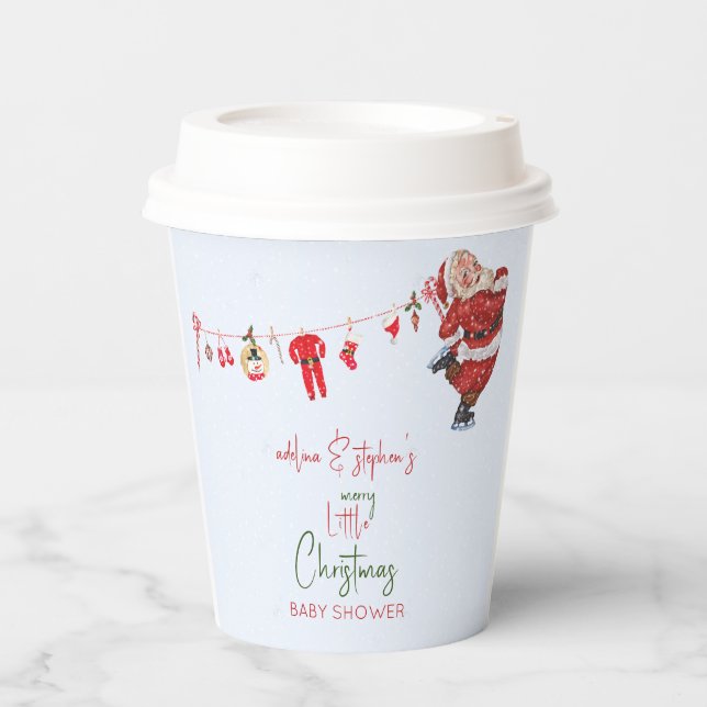 Merry Little Christmas Boy Girl Winter Baby Shower Paper Cups (Front)