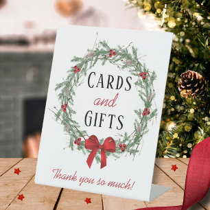 Merry Little Christmas Bridal Shower Cards & Gifts Pedestal Sign