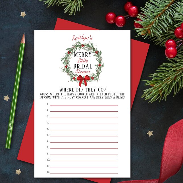 Merry Little Christmas Bridal Shower Game Card (Creator Uploaded)