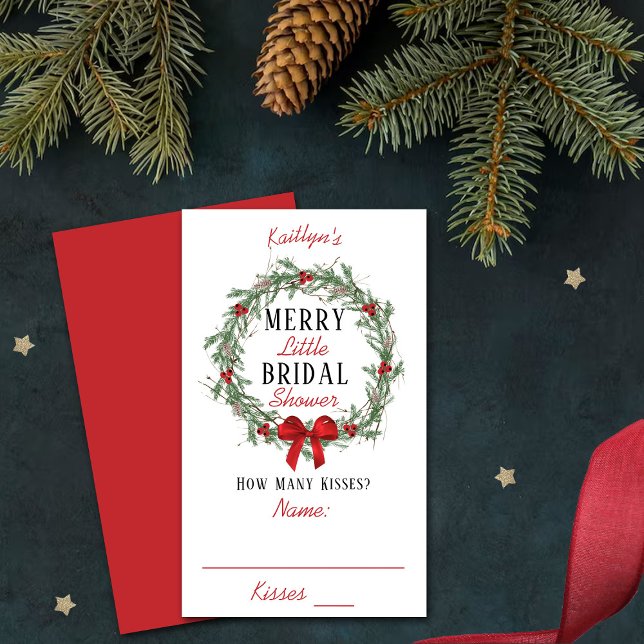 Merry Little Christmas Bridal Shower Kisses Game Enclosure Card (Creator Uploaded)