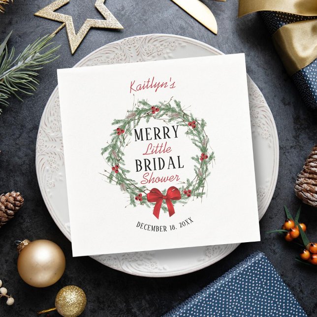 Merry Little Christmas Bridal Shower Napkin (Creator Uploaded)