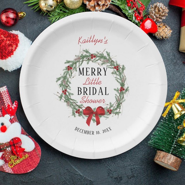 Merry Little Christmas Bridal Shower Paper Plate (Creator Uploaded)