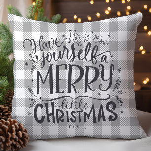 Merry Little Christmas Buffalo Plaid Cushion