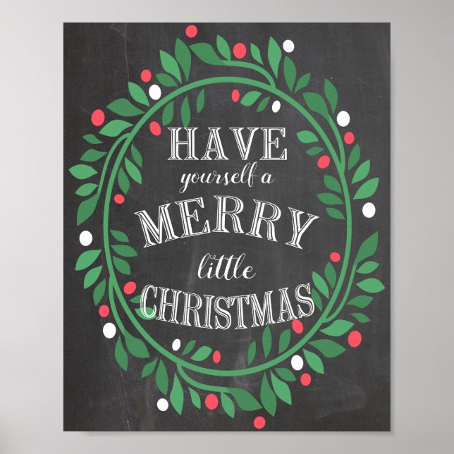 Merry Little Christmas Chalkboard Print (Front)