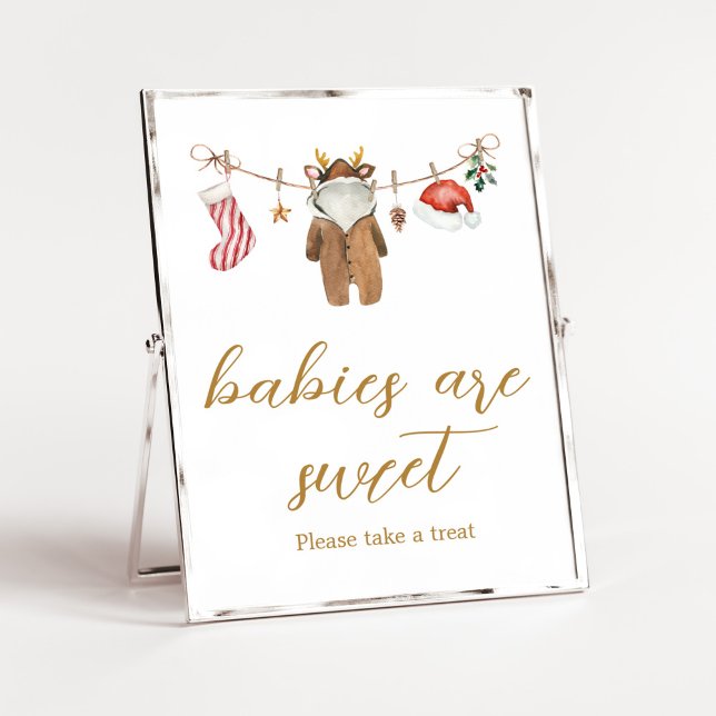 Merry Little Christmas Clothes Babies are Sweet Poster (Merry Little Clothes Baby Shower Babies are Sweet Sign)