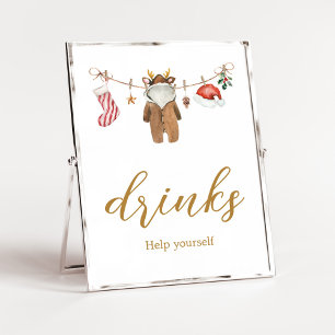 Merry Little Christmas Clothes Baby Shower Drinks Poster