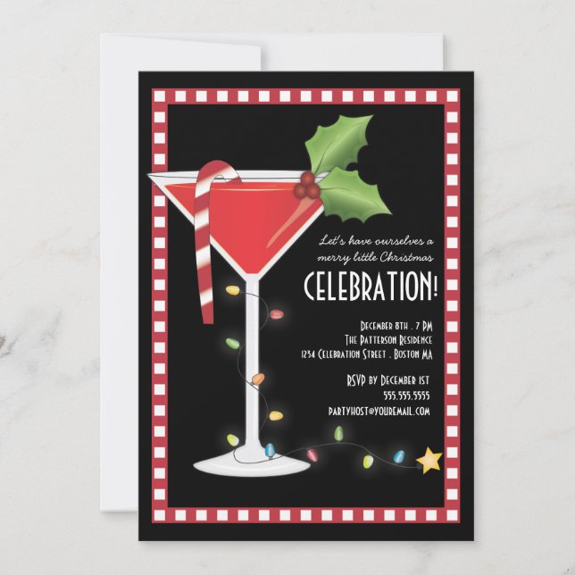 Merry Little Christmas Cocktail Holiday Party Invitation (Front)