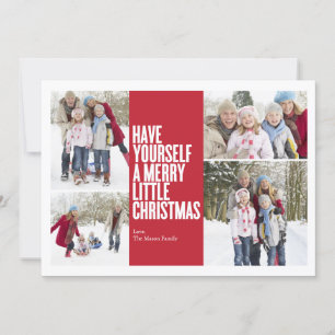 Merry Little Christmas Collage   Red Holiday Card