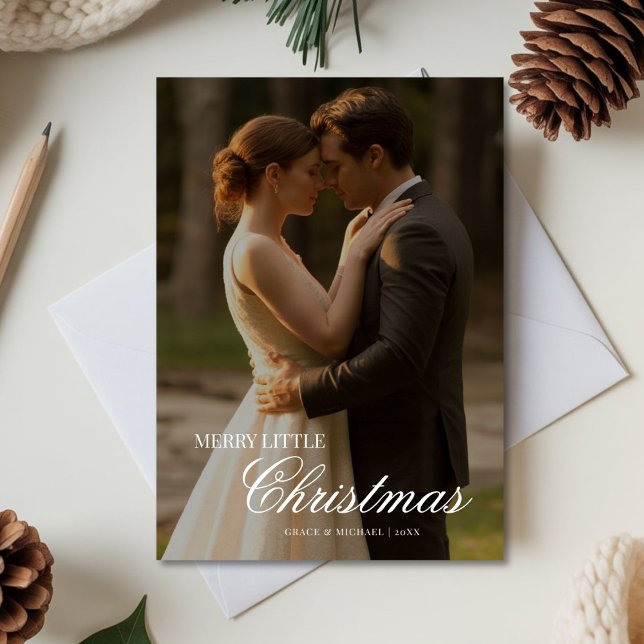 Merry Little Christmas Cosy Couple Greeting Holiday Card (Creator Uploaded)