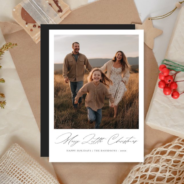 Merry Little Christmas Dark Muted Photo Card (Creator Uploaded)