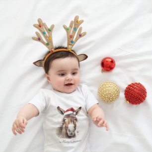 Merry Little Christmas Donkey, custom Baby Bodysuit