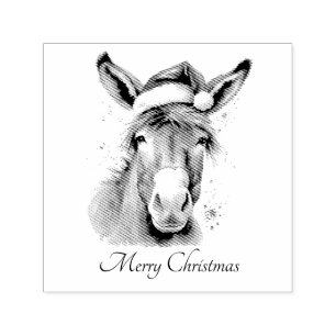 Merry Little Christmas Donkey, custom Self-inking Stamp