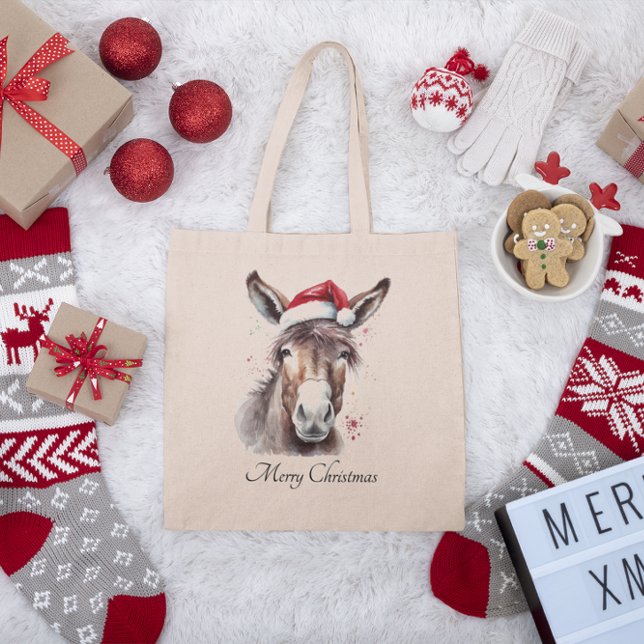 Merry Little Christmas Donkey, custom Tote Bag (Creator Uploaded)