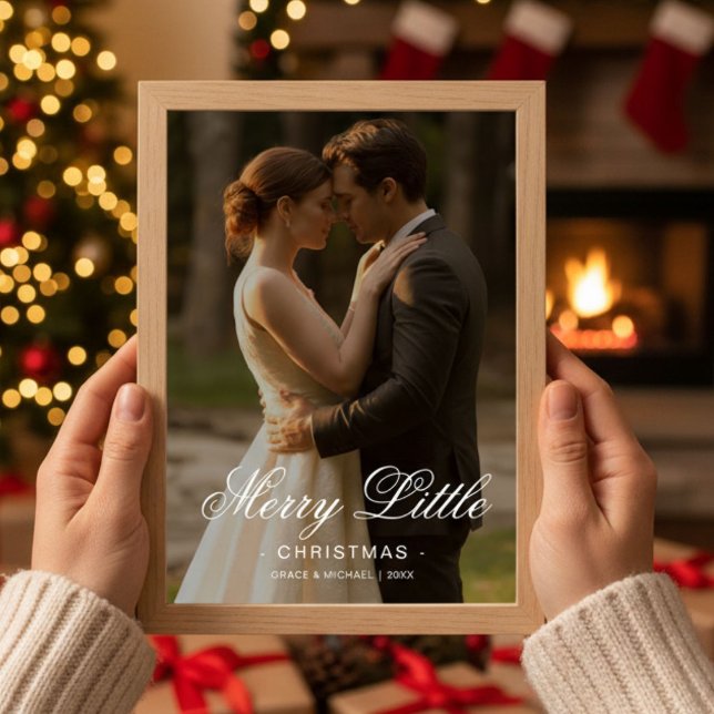 Merry Little Christmas Elegant Couple Card (Creator Uploaded)