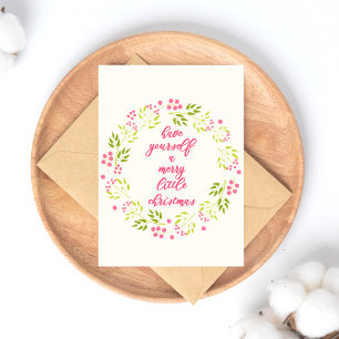 Merry little Christmas - Elegant flower wreath Holiday Postcard