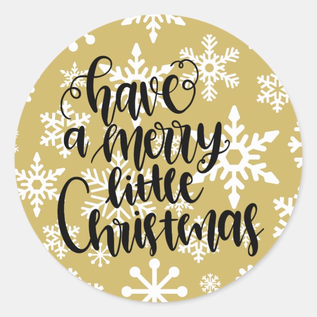 Merry Little Christmas | Elegant Snowflake Classic Round Sticker (Front)