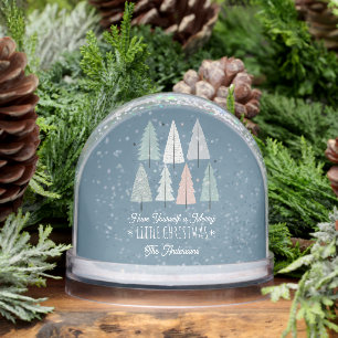 Merry Little Christmas Family Photo Snow Globe