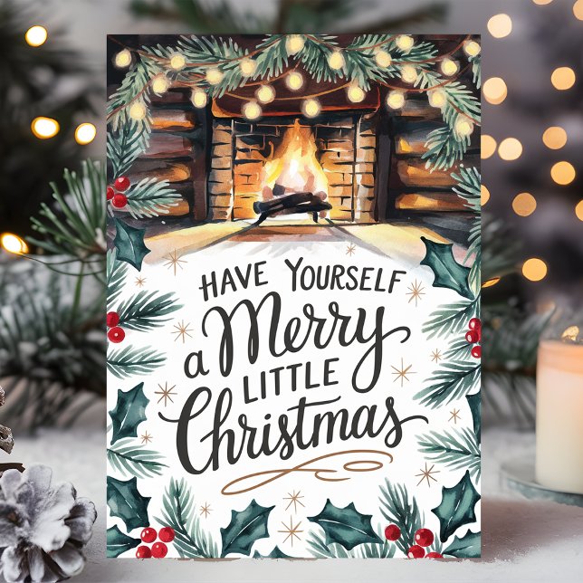  Merry Little Christmas Fireplace Holiday Card (Creator Uploaded)