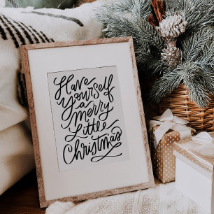 Merry Little Christmas Hand Lettering Print Poster