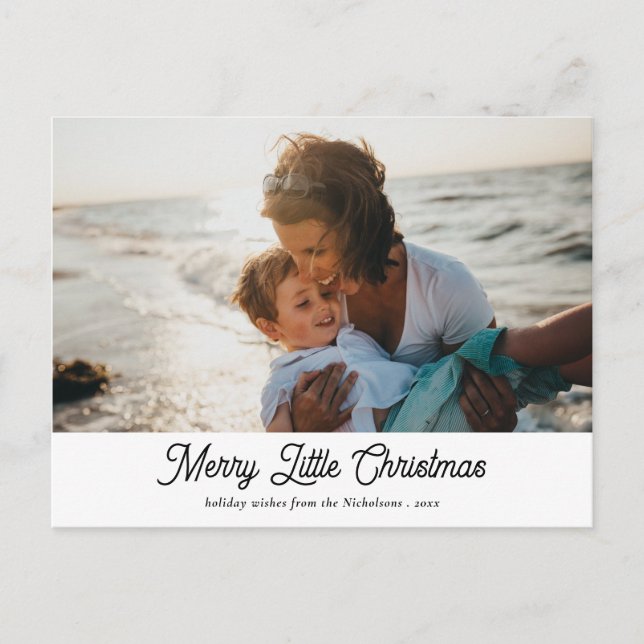 Merry Little Christmas Handwritten Holiday Photo Postcard (Front)