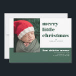 Merry Little Christmas Holiday Birth Announcement<br><div class="desc">"Merry Little Christmas". This minimal typography Christmas birth announcement highlights your imagery with fresh, modern typefaces. Customise with a photo, and birth stats. Additional 5 photo collage on the back. Add your custom wording to this design by using the "Edit this design template" boxes on the right hand side of...</div>