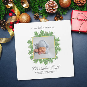 Merry Little Christmas Holiday Birth Announcement