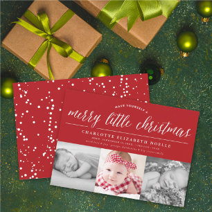 Merry Little Christmas Holiday Birth Announcement