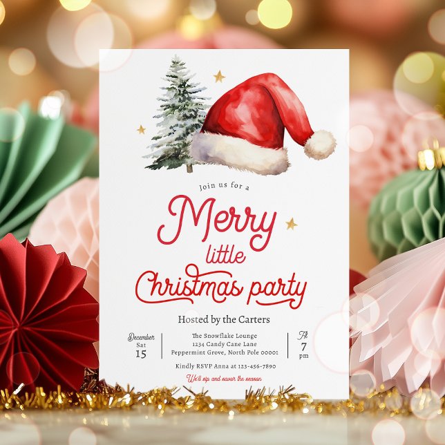Merry Little Christmas Holiday Cocktail Party Invitation (Creator Uploaded)