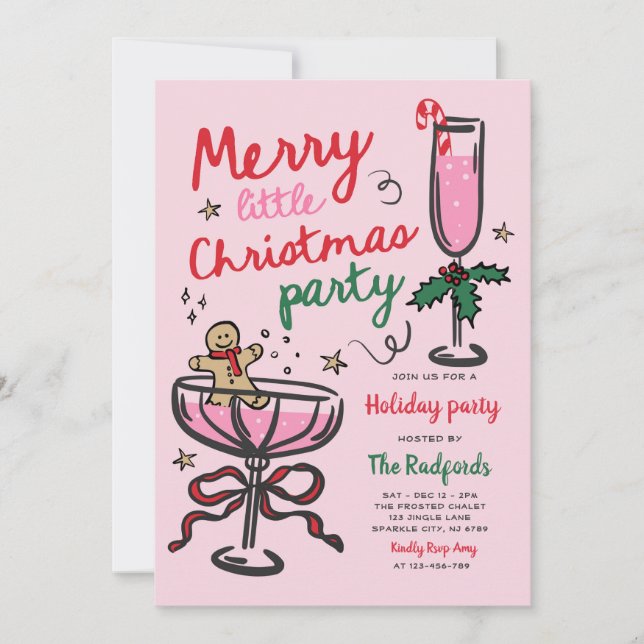 Merry Little Christmas Holiday Cocktail Party Invitation (Front)
