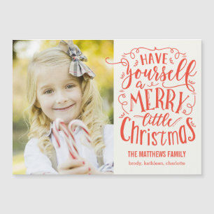 Merry Little Christmas Holiday Magnetic Card