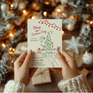 Merry Little Christmas Holiday Party Hand drawn Announcement